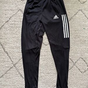 Adidas Kids Black Joggers with White Stripes